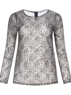 Blouse kaki pour femme fantaisie coupe droite et col rond