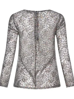 Blouse kaki pour femme fantaisie coupe droite et col rond