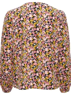Blouse multicolore imprimé floral avec une coupe droite et un col v