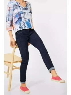 Blouse multicolore pour femme en imprimé abstraits mulitcolores coupe droite
