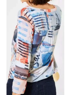 Blouse multicolore pour femme en imprimé abstraits mulitcolores coupe droite