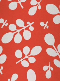 Blouse rouge coupe droite avec un col rond fendu et imprimé floral