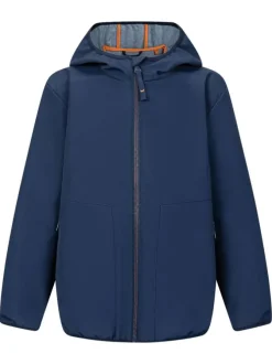 Blouson à capuche bleu marine uni à coupe droite avec des poches zippées