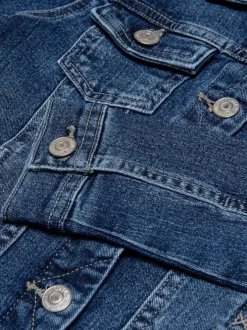 Blouson bleu pour fille en jean coupe droite avec un effet délavé