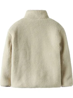 Blouson écru uni pourvu d'une coupe droite et d'un col montant