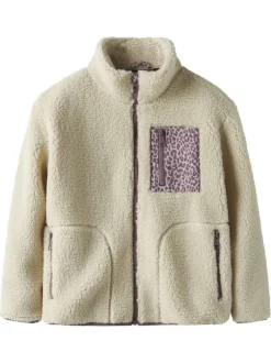 Blouson écru uni pourvu d'une coupe droite et d'un col montant