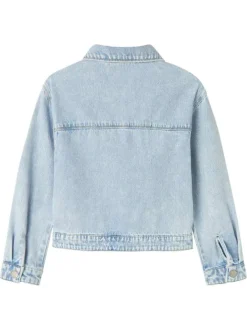 Blouson en jean en coton bleu stone uni à coupe légèrement oversize