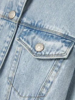 Blouson en jean en coton bleu stone uni à coupe légèrement oversize