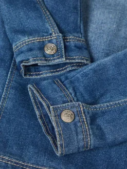 Blouson en jean en coton mélangé bleu imprimé avec une coupe droite