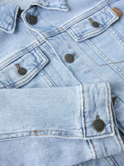 Blouson en jean stone uni pourvu d'une coupe droite et d'un col chemise