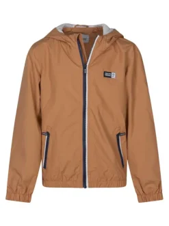 Blouson manches longues pêche uni avec une coupe droite et un col à capuche