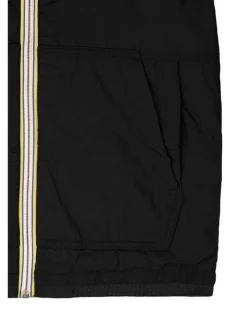 Blouson noir à tissu déperlant avec col à capuche et zip tricolore