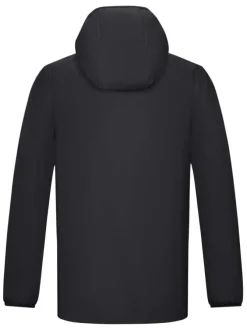 Blouson noir uni style K-way imperméable à capuche avec une coupe droite
