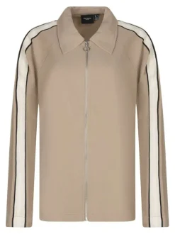 Blouson beige uni avec une coupe droite et des manches longues
