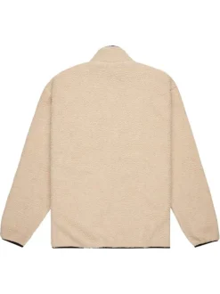 Blouson beige uni en maille effet sherpa et fermeture à glissière