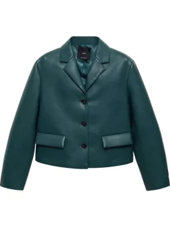Blouson canard uni avec une coupe droite et un col à revers avec des poches
