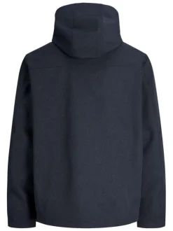 Blouson coupe-vent marine à coupe droite pourvu d'un col à capuche