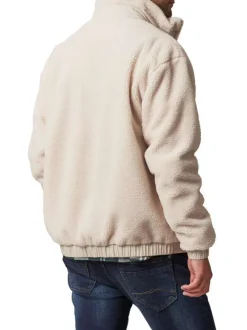 Blouson écru bi-matière à coupe oversize et avec un col montant
