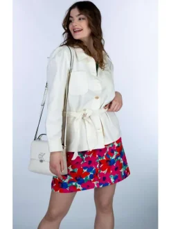 Blouson écru en coton col chemise manches longues plissées aux épaules
