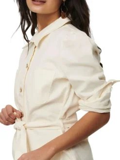Blouson écru en coton col chemise manches longues plissées aux épaules