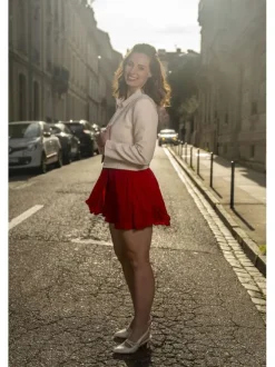 Blouson écru en maille texturée à coupe ajustée pourvu d'un col à revers