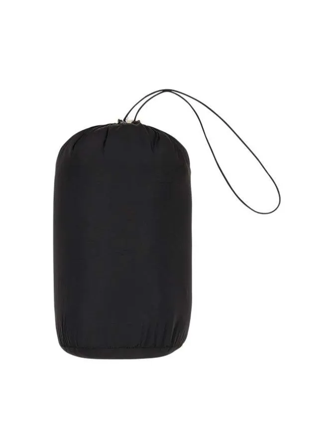 Blouson déperlant noir avec col à capuche, zip tricolore et logo de la marque