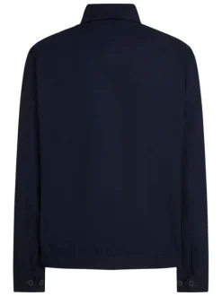 Blouson en better coton initiative marine uni zippé droit et col à revers