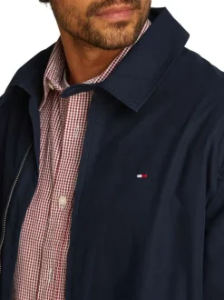 Blouson en better coton initiative marine uni zippé droit et col à revers