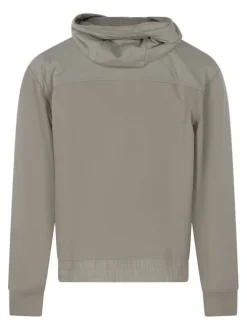 Blouson en coton beige uni avec une coupe droite et une fermeture zippée