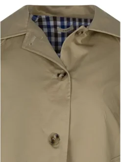 Blouson en coton beige uni à coupe droite avec des manches longues