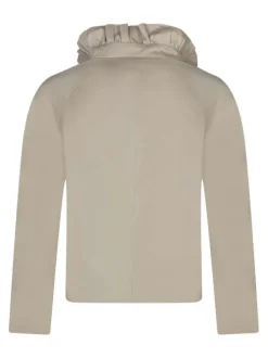 Blouson en coton beige uni pourvu d'une coupe droite et des manches longues