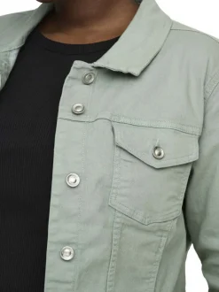 Blouson en coton biologique vert uni avec une coupe ajustée