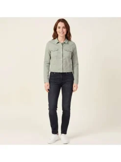 Blouson en coton biologique vert uni avec une coupe ajustée
