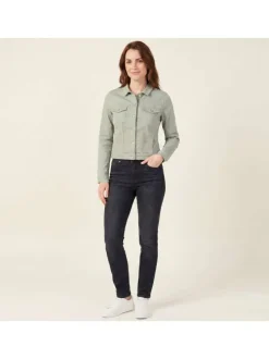 Blouson en coton biologique vert uni avec une coupe ajustée