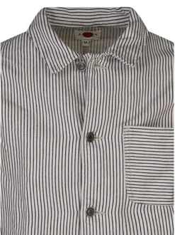 Blouson en coton blanc à rayures dotée d'une coupe droite et d'un col chemise