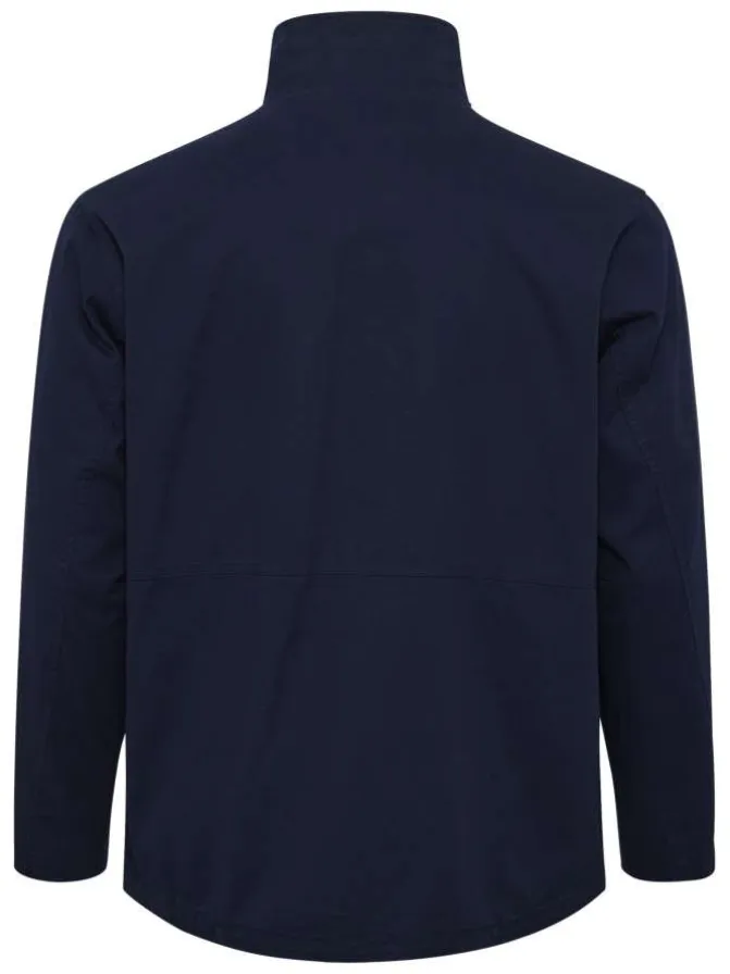 Blouson en coton bleu marine uni à col montant avec des poches à rabat
