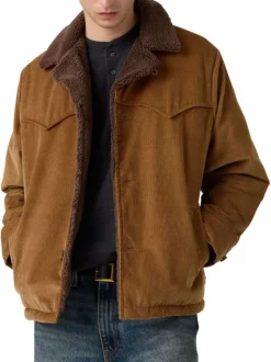 Blouson en coton camel pourvu d'un toucher doux effet velours