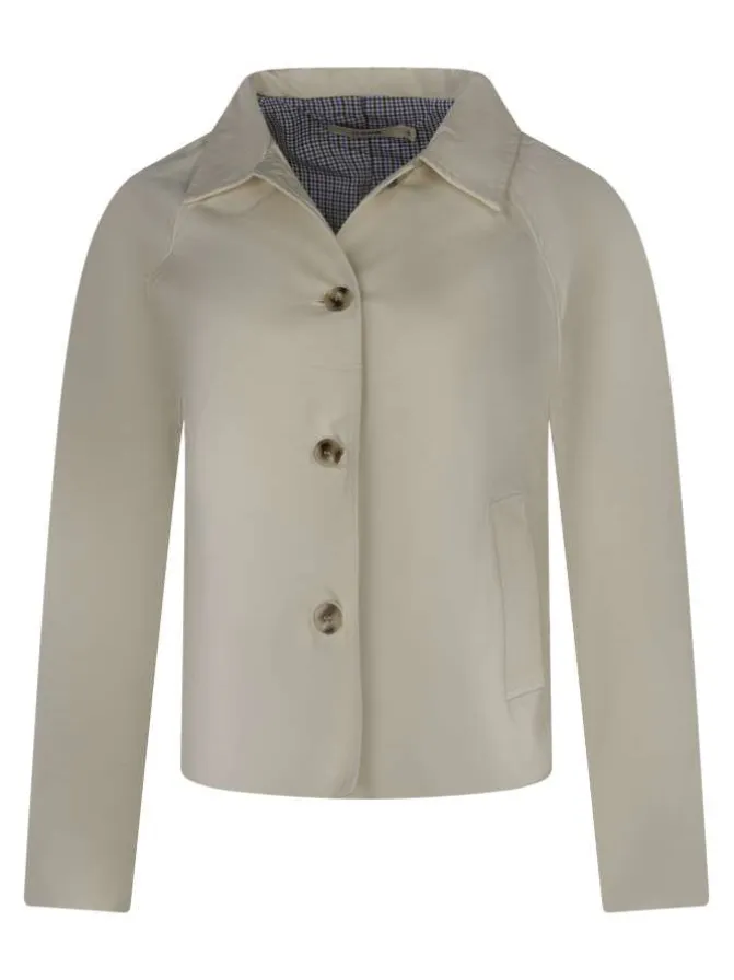 Blouson en coton écru uni avec un col chemise et une coupe droite