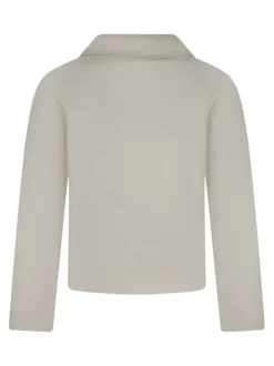 Blouson en coton écru uni pourvu d'une coupe droite et des manches longues