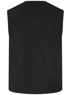 Blouson en coton de couleur noire unie avec une coupe droite et un col v