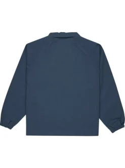 Blouson en coton indigo avec un col chemise et fermeture à glissière