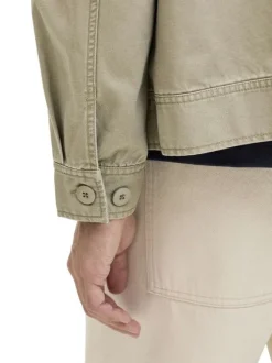 Blouson en coton kaki à coupe ajustée pourvu d'un col chemise