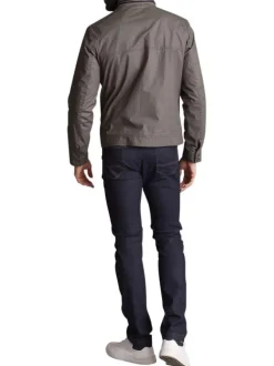 Blouson en coton kaki uni à col montant avec des poches zippées à la poitrine