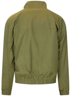 Blouson en coton kaki uni resserré en bas à coupe droite et à col montant zippé