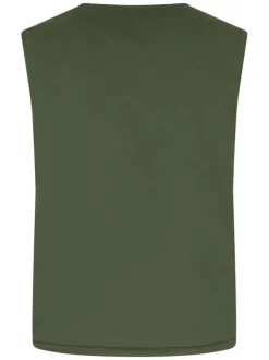 Blouson en coton kaki uni sans manches avec une coupe droite
