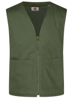 Blouson en coton kaki uni sans manches avec une coupe droite