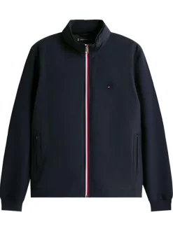 Blouson en coton marine pourvu d'une glissière aux couleurs de la marque