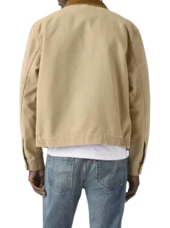 Blouson en coton sable uni avec une coupe droite et un col chemise