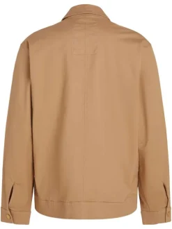 Blouson en coton sable uni avec une coupe droite et un col français