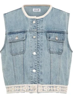Blouson en coton stone uni pourvu d'une coupe droite et d'un col rond